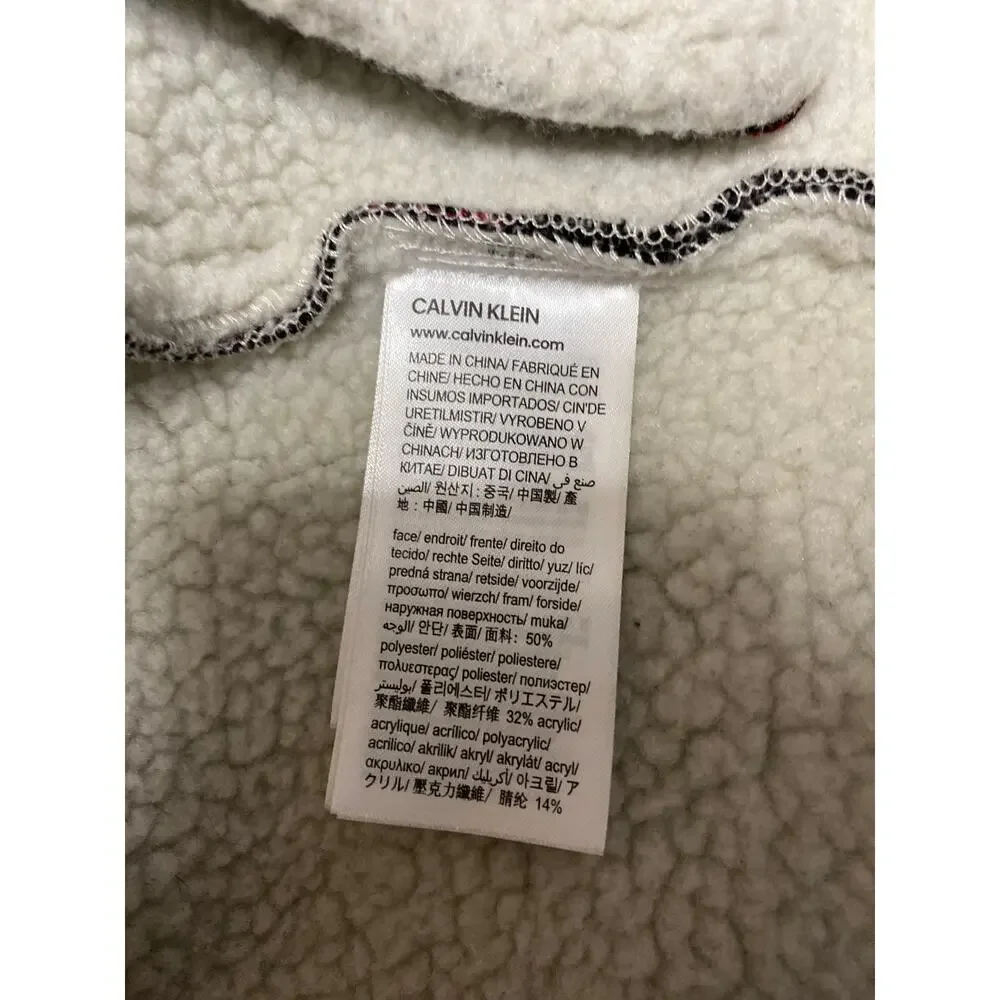 Calvin Klein Jeans Men's Plaid Fleece-Lined Snap Long Sleeve Chore Jacket Size M